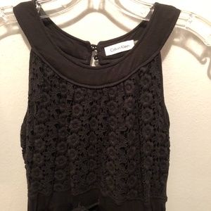 Calvin Klein Sleeveless Cotton Dress - lace bodice